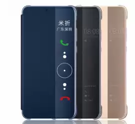 Leather Flip Phone Case with Clear View Smart Touch View Flip Cover