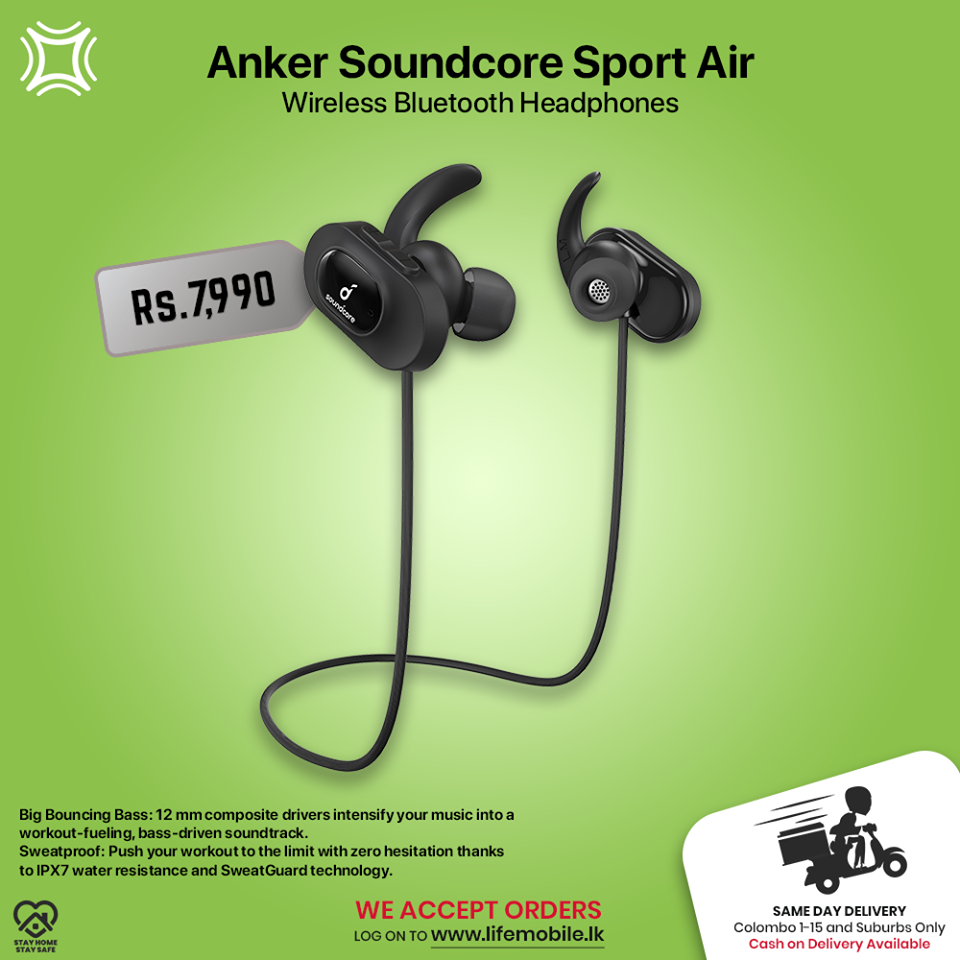 Life Mobile Anker Soundcore Sport Air Wireless Bluetooth HeadphonesBuy online: https://bit.ly/SportAirWe are happy to inform you that Life Mobile delivers to your doorstep now. For inquiries please contact us on our dedicated lockdown line 77 0045678 / 0777 060616 or log on to www.lifemobile.lk to 